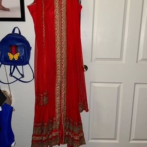 Red Salwar Kameez.